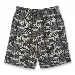 HB Mens‎ Grey Camo Athletic Lounge Shorts Elastic Waist Drawstring 2XLT Camo
